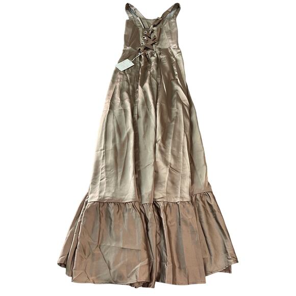 NWT SMY MuMu Size Medium Clarissa Corset Dress Dune Luxe Satin Brown Wedding - Picture 6 of 11
